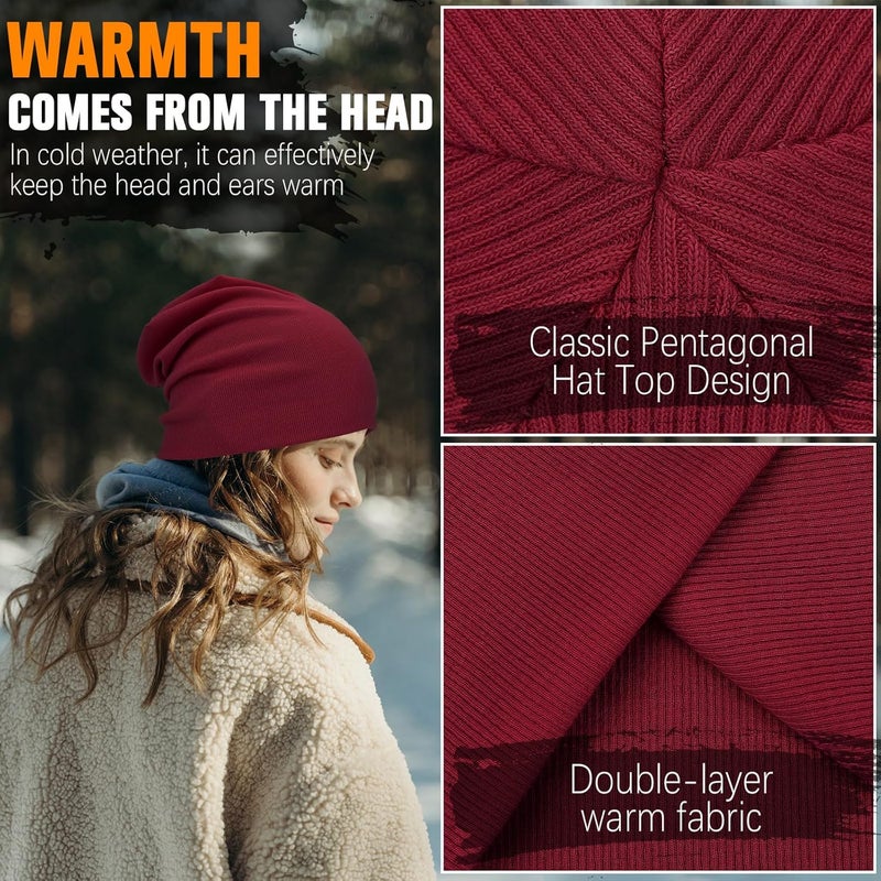 YANIKY Slouchy Beanie for Women, Mens Soft Cotton Beanie Hat, Double Layer Windproof Skull Cap for All Seasons - Image 5